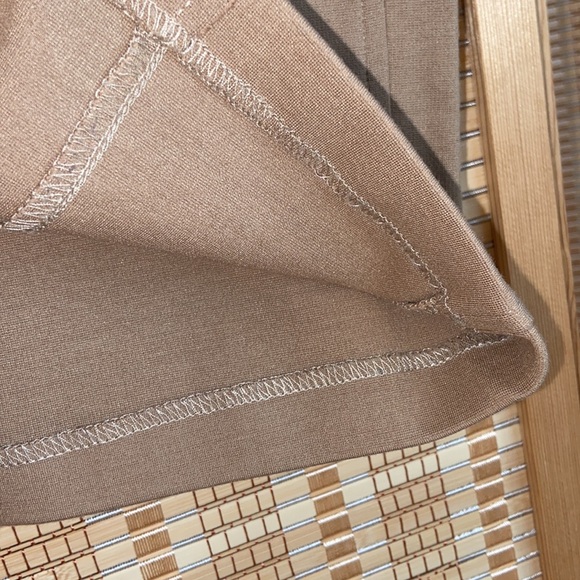 ZARA high waist pencil skirt panel canvas camel coffee mocha  S stretch cotton - Picture 3 of 4